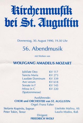 Programm 1990 Wien - St. Augustin