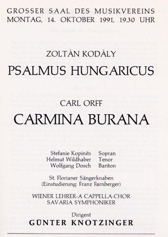 Programm 1991 Wien - Musikverein