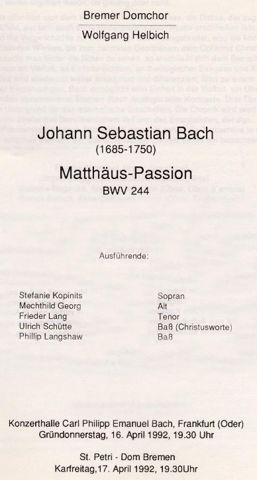 Programm 1992 Bremen