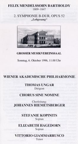 Programm 1996 Wien - Musikverein